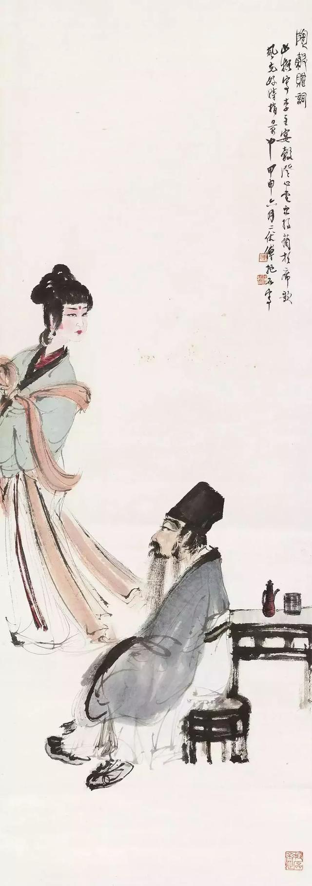 大图模式 傅抱石 侧耳含情披月影傅抱石人物画欣赏 ▼ 大图模式