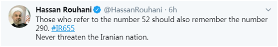 伊朗总统推特回击特朗普威胁 还需要记住290