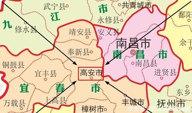 東鄰南昌市,豐城市,南接新餘市,樟樹市,西鄰宜豐縣,上高縣,北接奉新縣