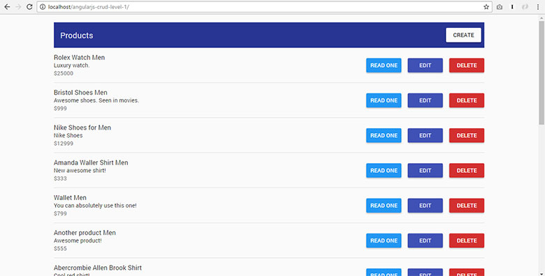 AngularJS CRUD Example with Material Design Step by Step 